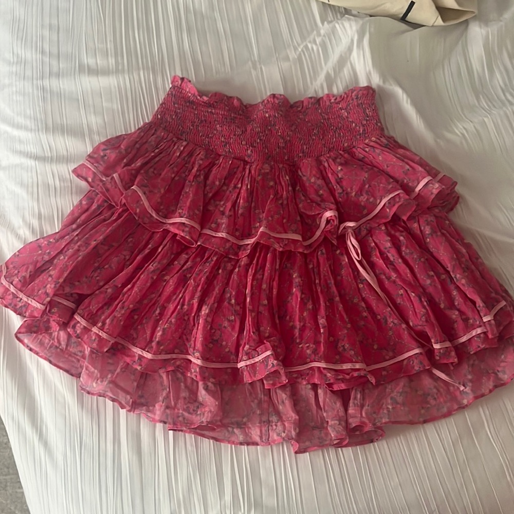 Loveshackfancy pink mini skirt